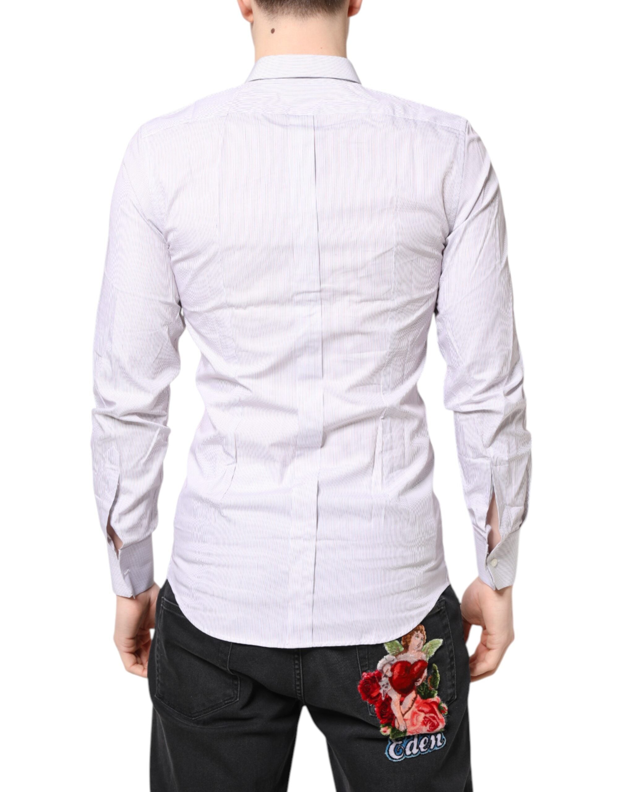 Dolce & Gabbana White striped cotton GOLD shirt with long sleeves